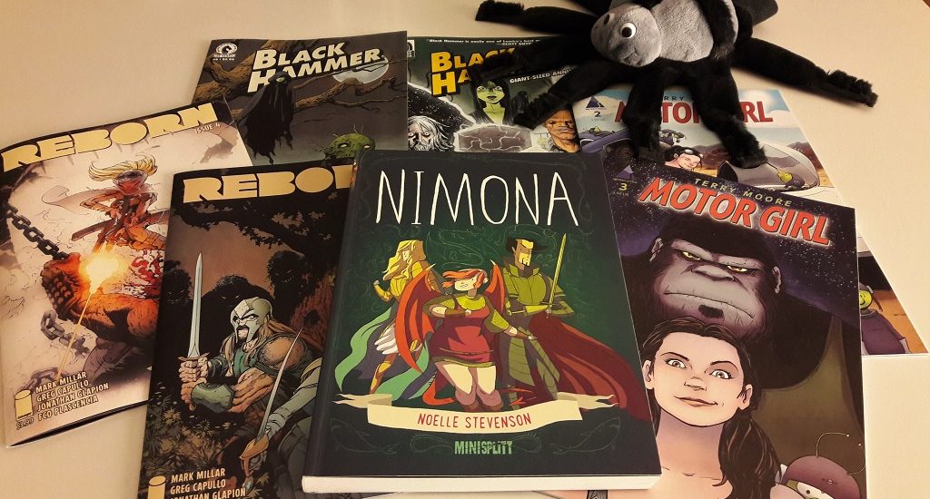 7 Comics, im Vordergrund Nimona von Splitter