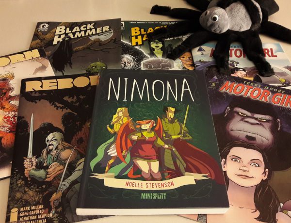 7 Comics, im Vordergrund Nimona von Splitter
