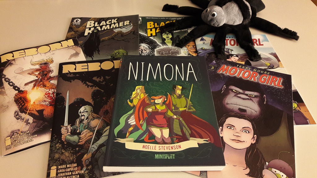 7 Comics, im Vordergrund Nimona von Splitter