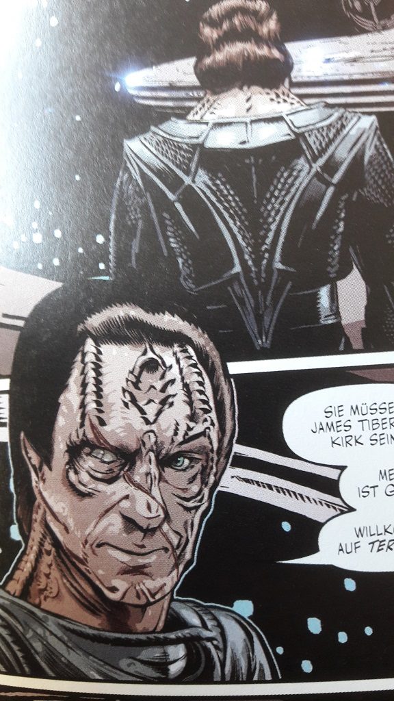 Ausschnitt einer Comicseite, die den Cardassianer Gul Dukat zeigt