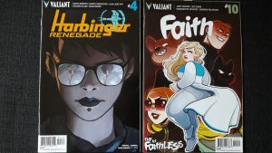 Comiccover zeigen das Portrait einer Frau mit Sonnenbrille und die Superheldin Faith