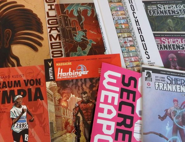 Alle Comics nebeneinander und übereinander geschichtet