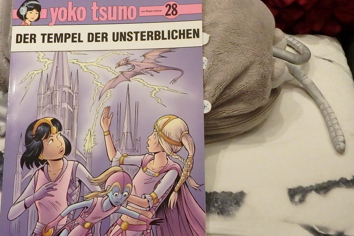 Comic liegt auf der grauen Plüschassel