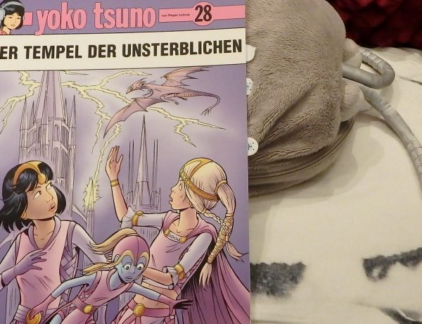 Comic liegt auf der grauen Plüschassel