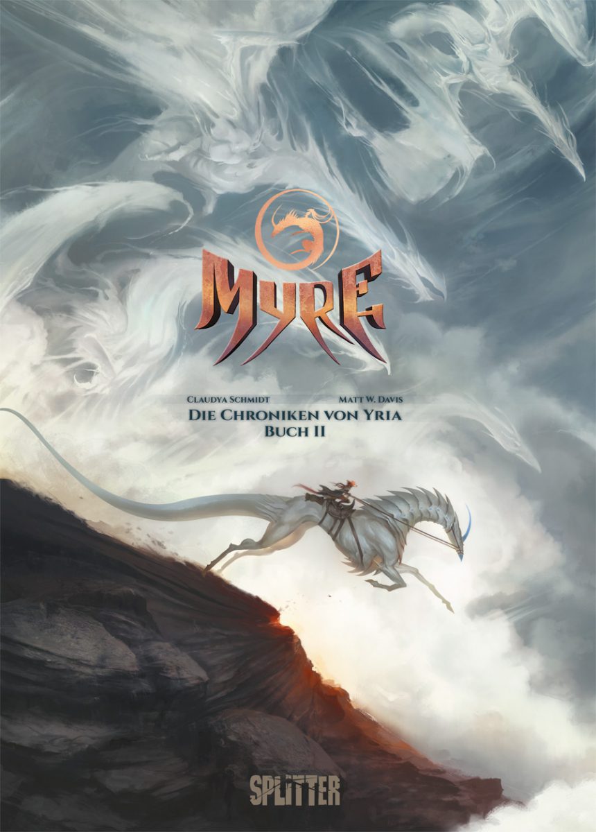 Cover des Comics zeigt Wolken, die Drachen ähneln und die Protagonistin reitend auf ihrem Drachen
