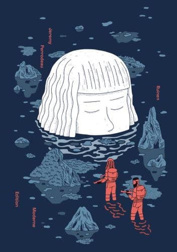 Cover RUINEN in blau mit einem weißen Kopf
