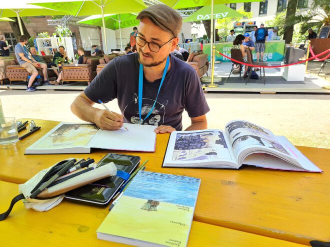 Comics zeichnen im Park