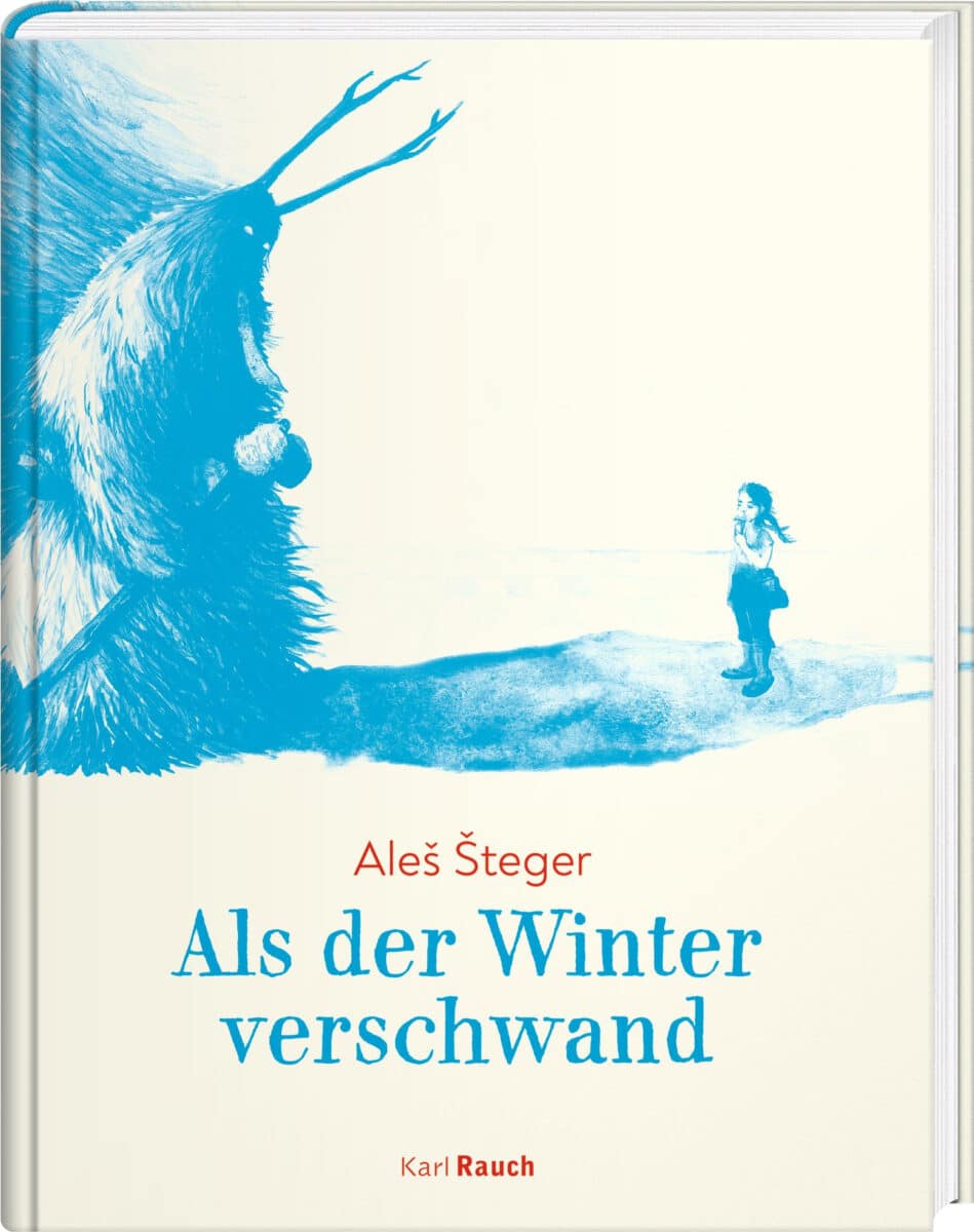 Cover zeigt den Kurent links, ein großes Wesen mit Hörnern, daneben ein Mädchen mit einem Eis in der Hand