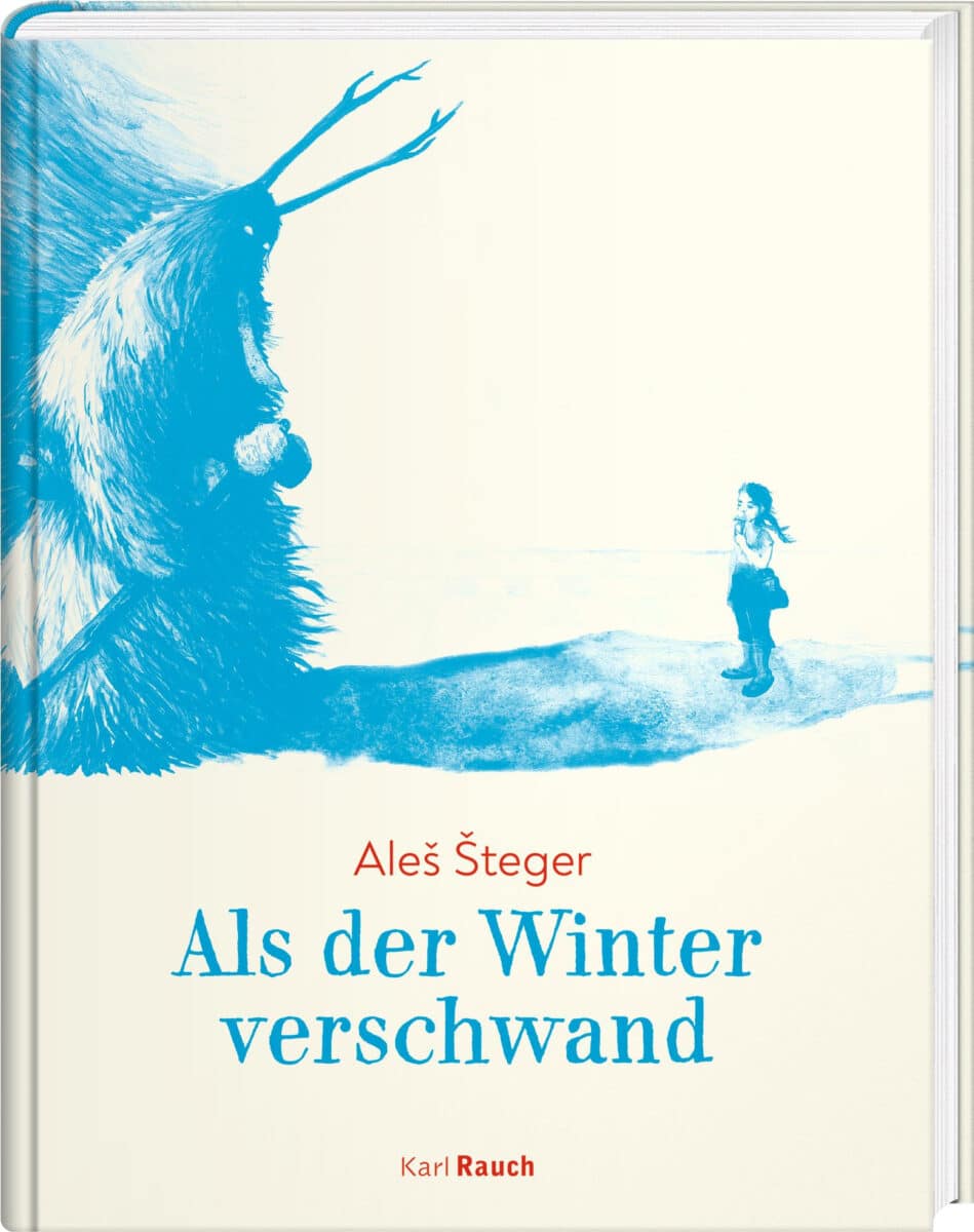 Als der Winter verschwandCover zeigt den Kurent links, ein großes Wesen mit Hörnern, daneben ein Mädchen mit einem Eis in der Hand