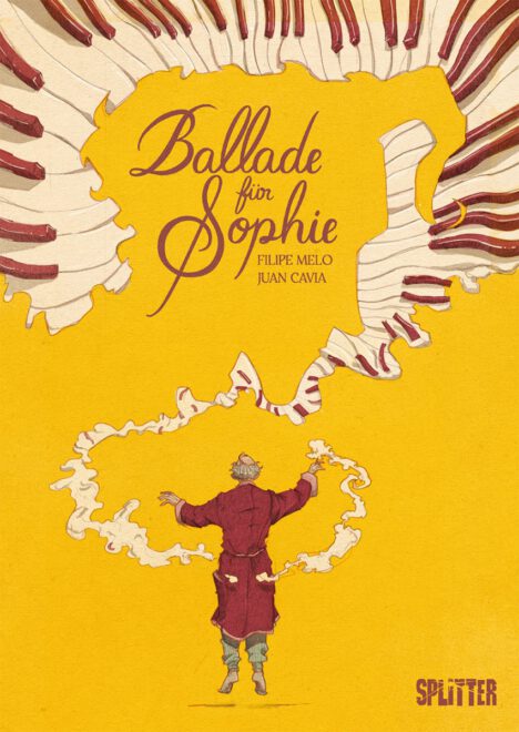 Ballade für Sophie von Melo & Cavia Cover zeigt oben eine Klaviertastatur und in der Mitte einen Mann der dirigiert