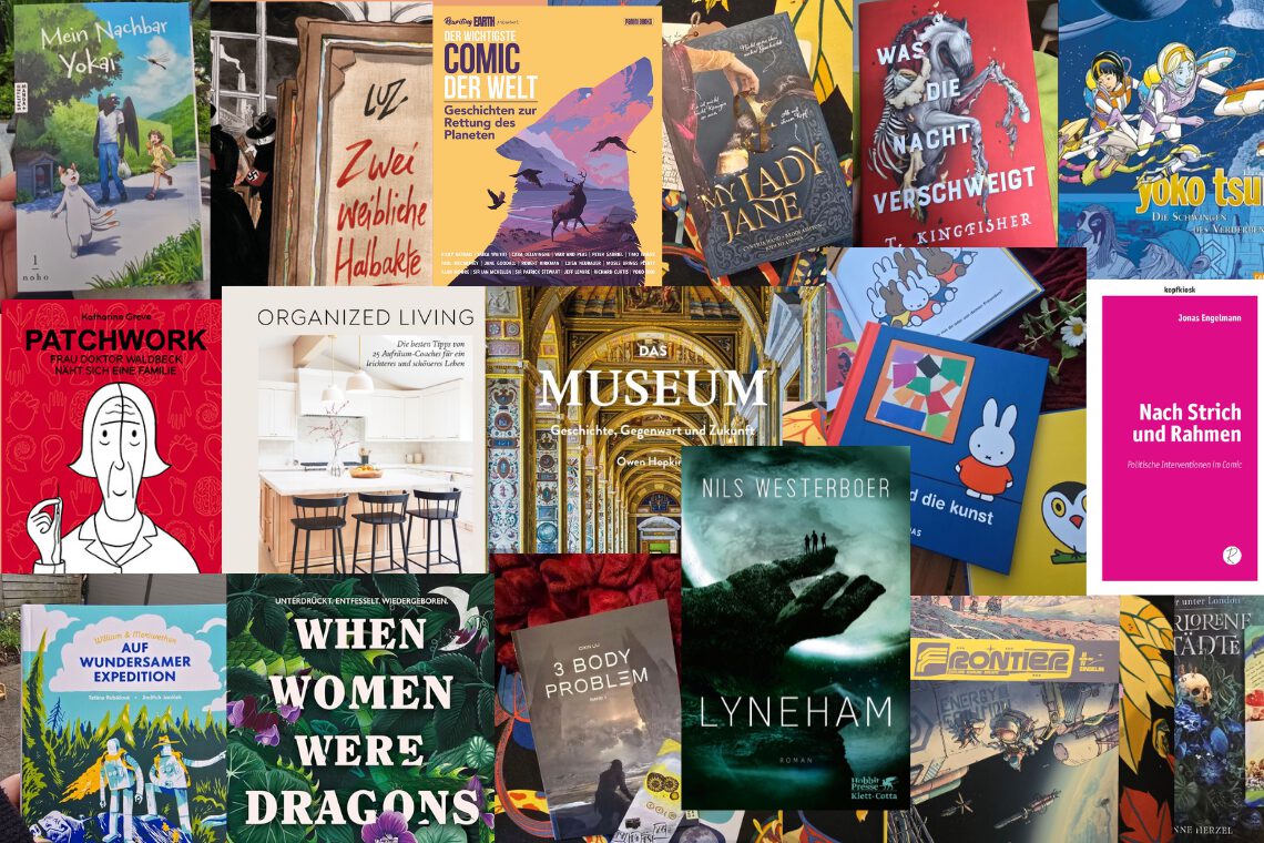 Collage aus 18 Covern von Büchern und Comics